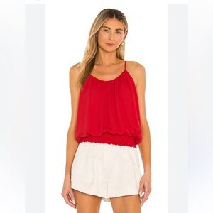 REVOLVE Krisa Red Smocked Camisole Top in 100% Polyester.